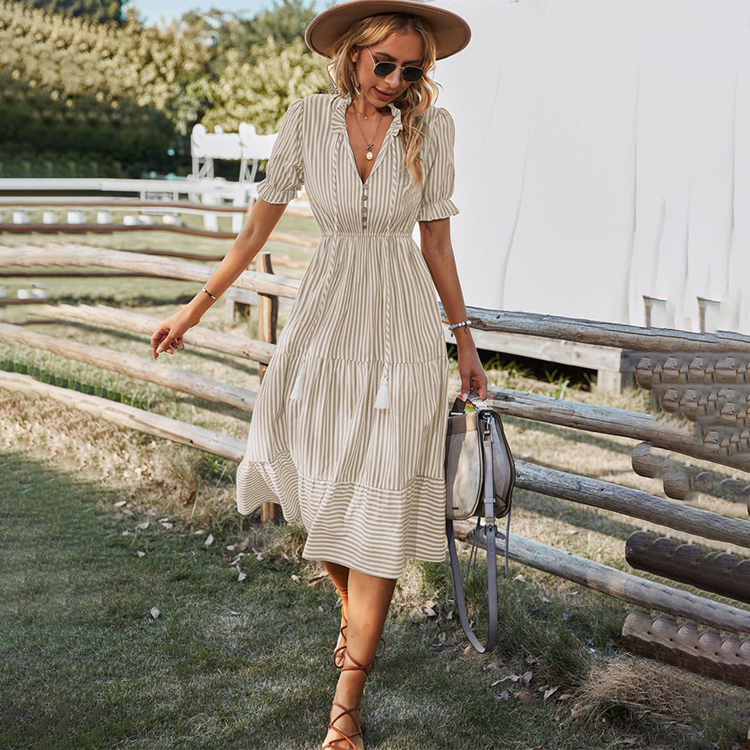 Linda – Elegante Gestreepte Zomerjurk