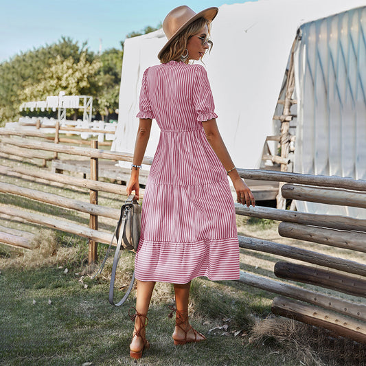 Linda – Elegante Gestreepte Zomerjurk