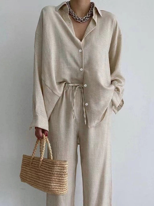 Linnen Blouse en Wijde Broek Set Mina