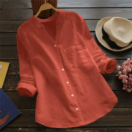Linnen Dames Shirt - Roze Comfort
