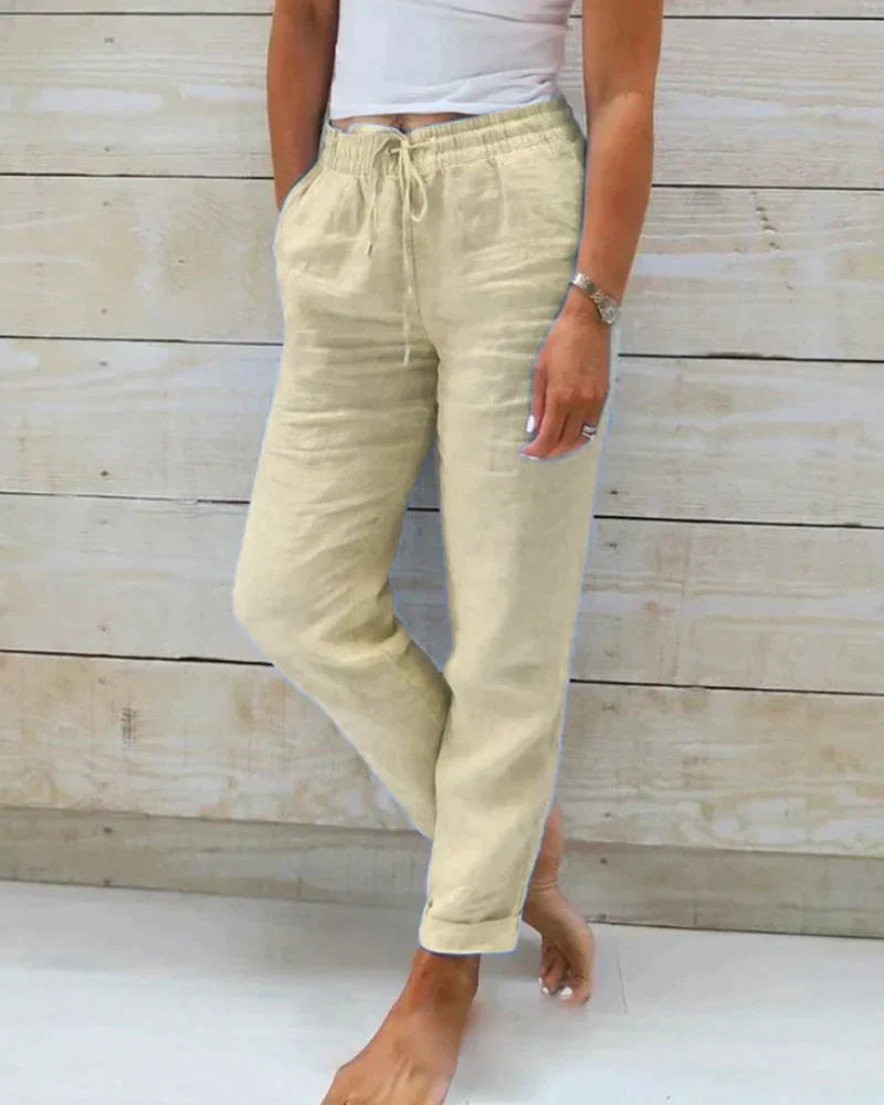 Linnen Damesbroek Casual Elegantie