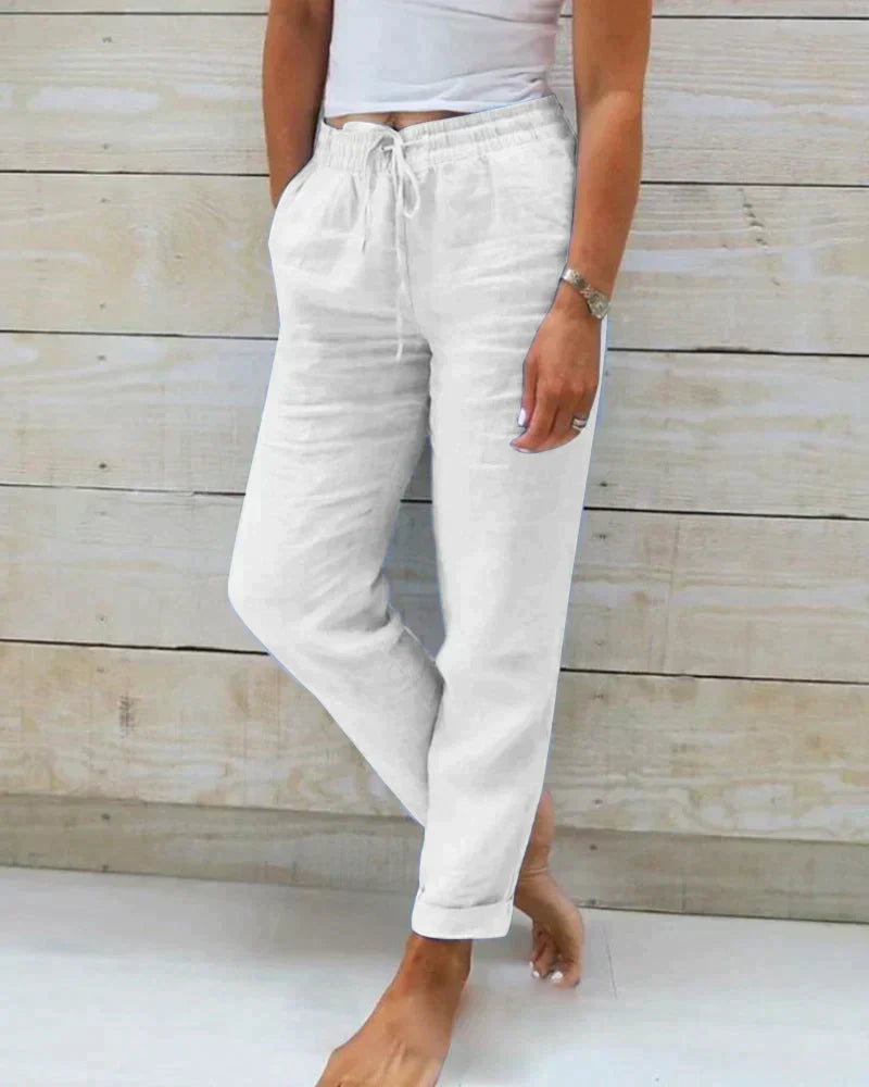 Linnen Damesbroek Casual Elegantie