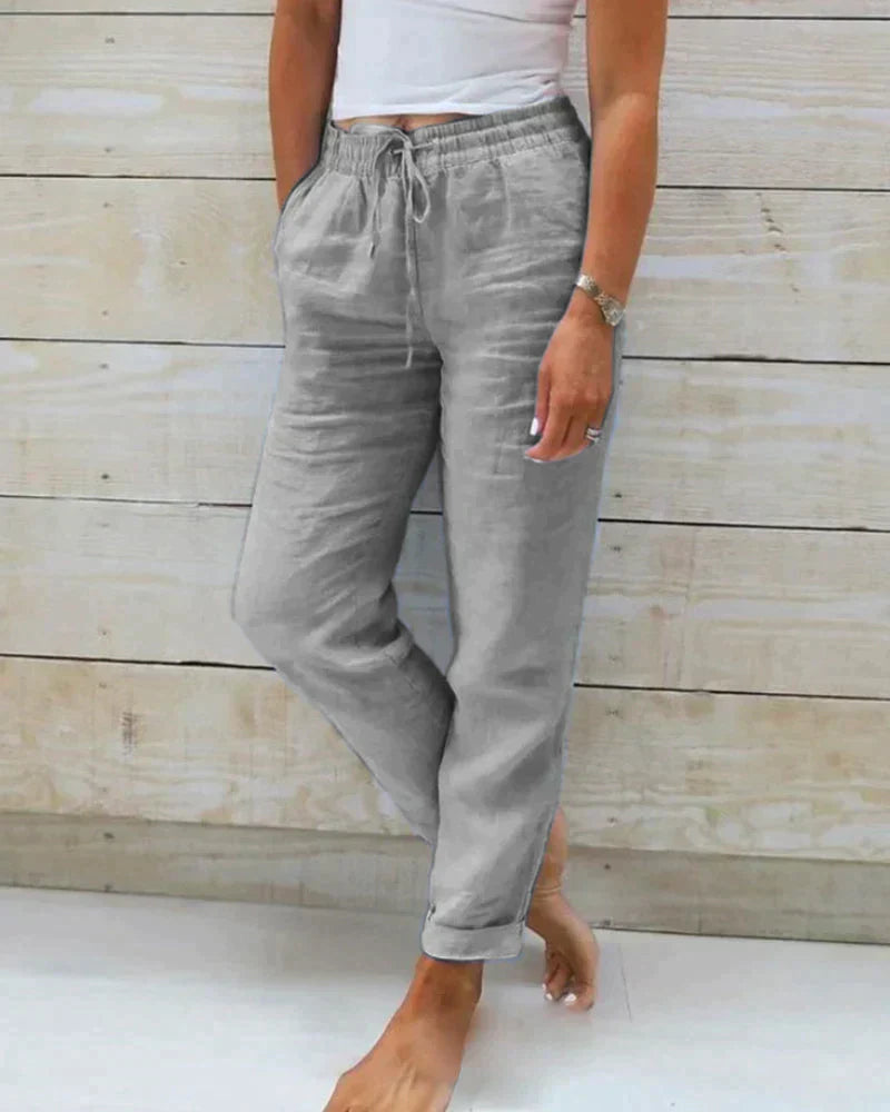 Linnen Damesbroek Casual Elegantie