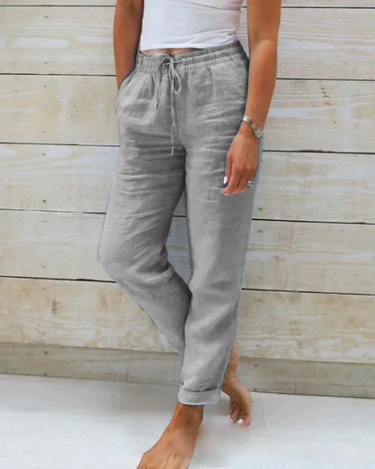 Linnen Damesbroek Casual Elegantie
