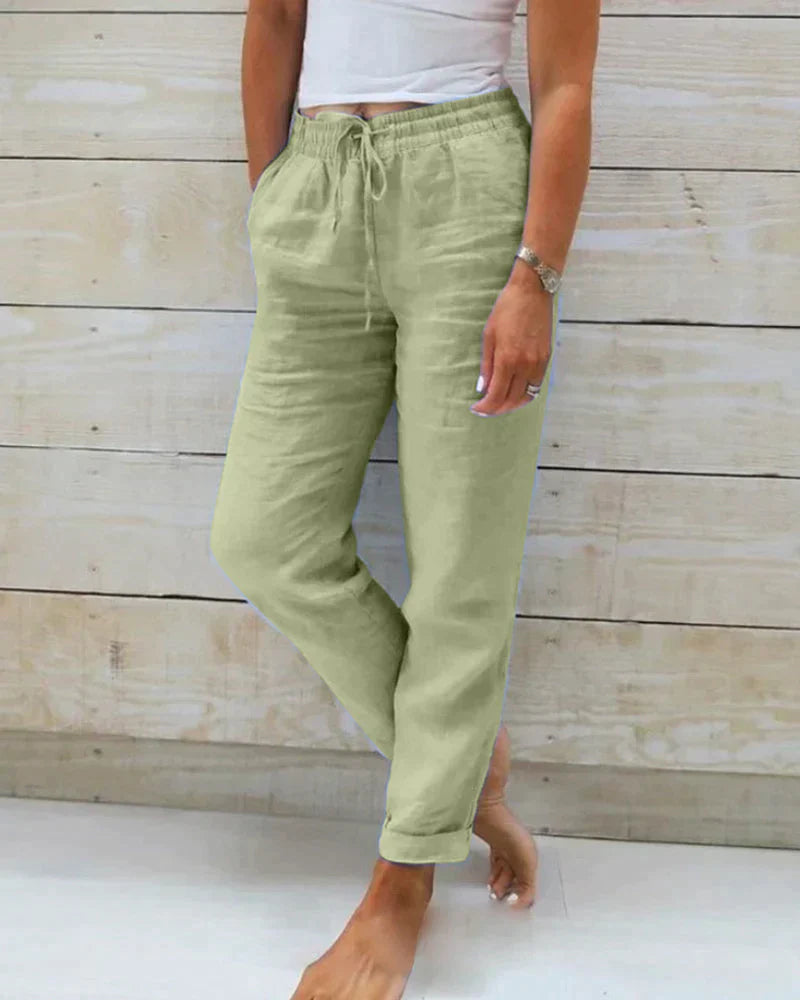 Linnen Damesbroek Casual Elegantie