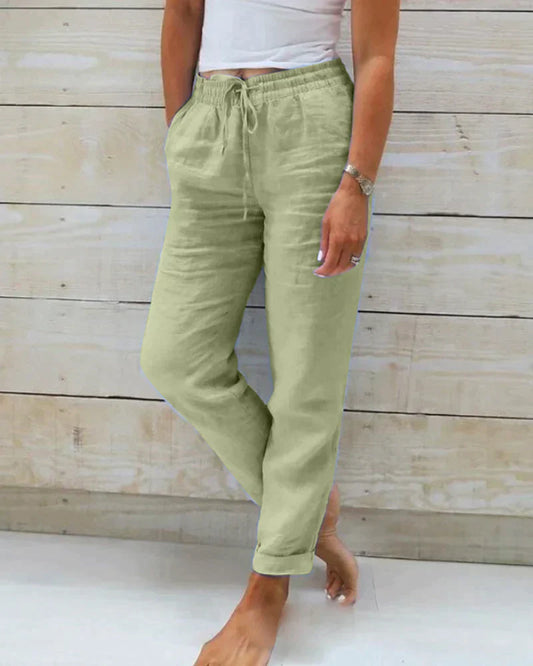Linnen Damesbroek Casual Elegantie