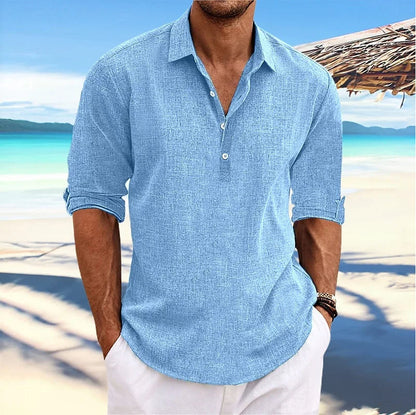 Linnen Heren Shirt met Lange Mouwen