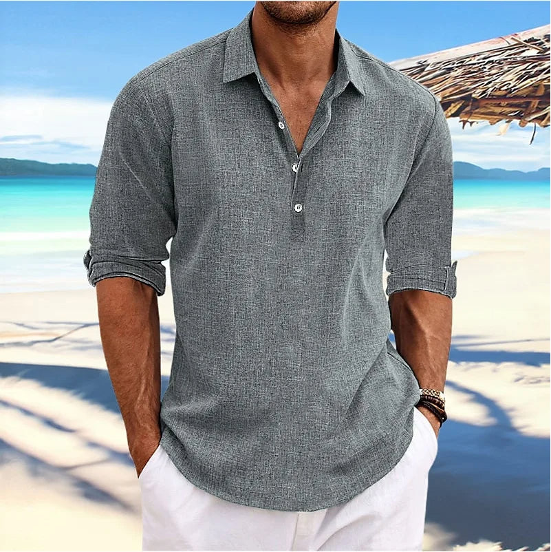 Linnen Heren Shirt met Lange Mouwen