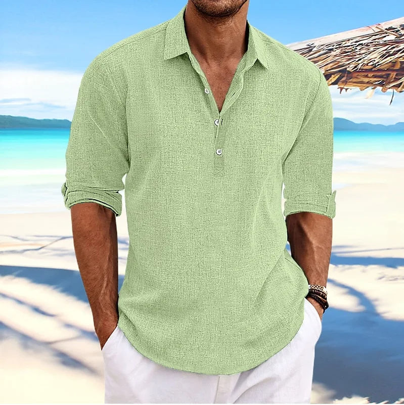 Linnen Heren Shirt met Lange Mouwen