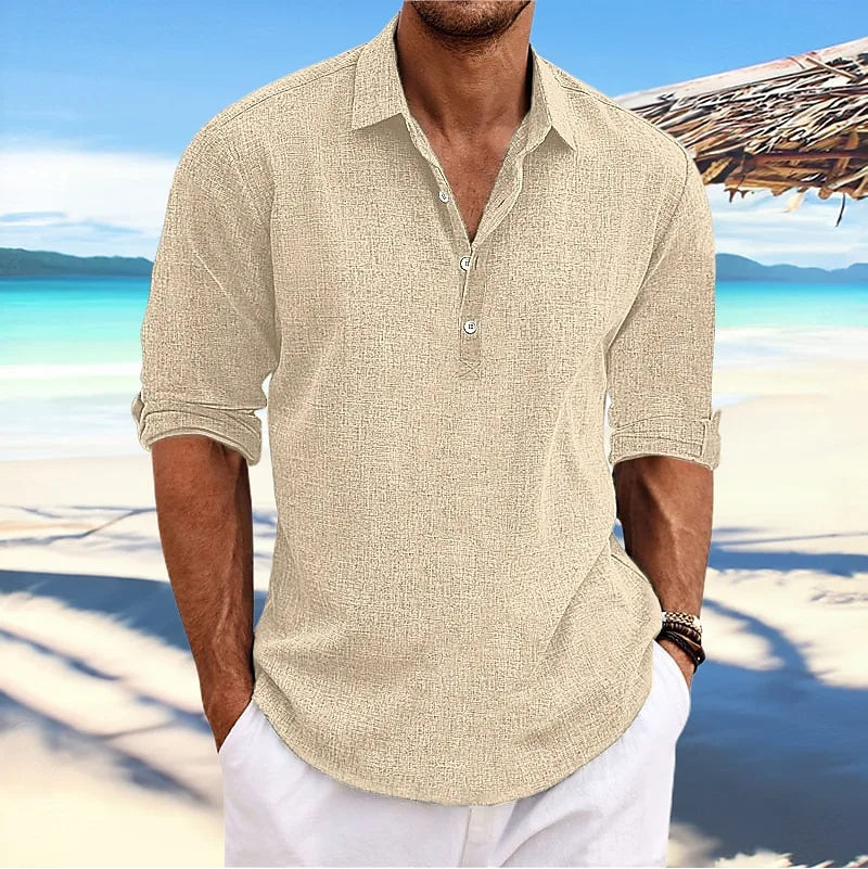 Linnen Heren Shirt met Lange Mouwen