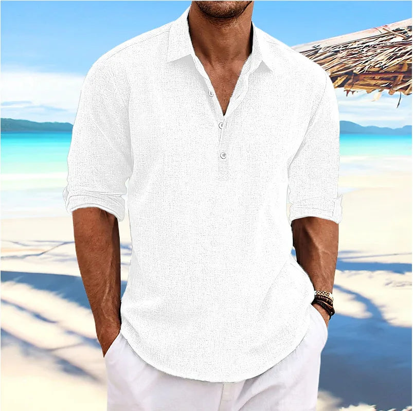 Linnen Heren Shirt met Lange Mouwen