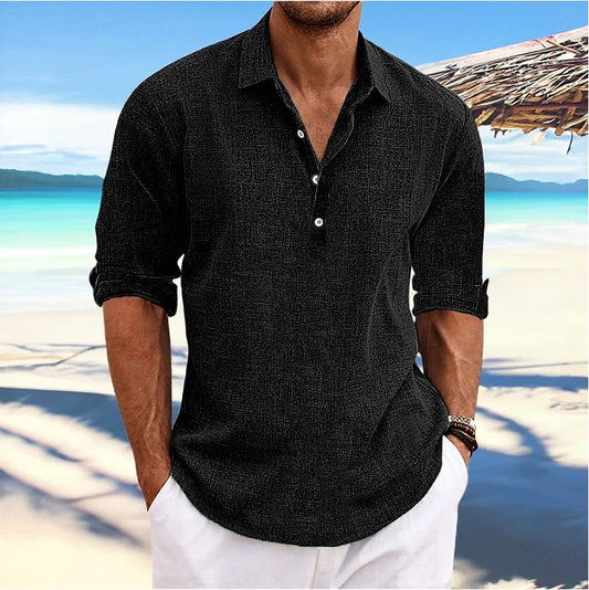Linnen Heren Shirt met Lange Mouwen