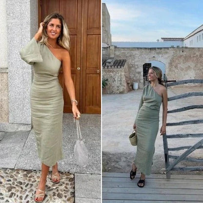 Linnen Jurk Maja met Zijsplit