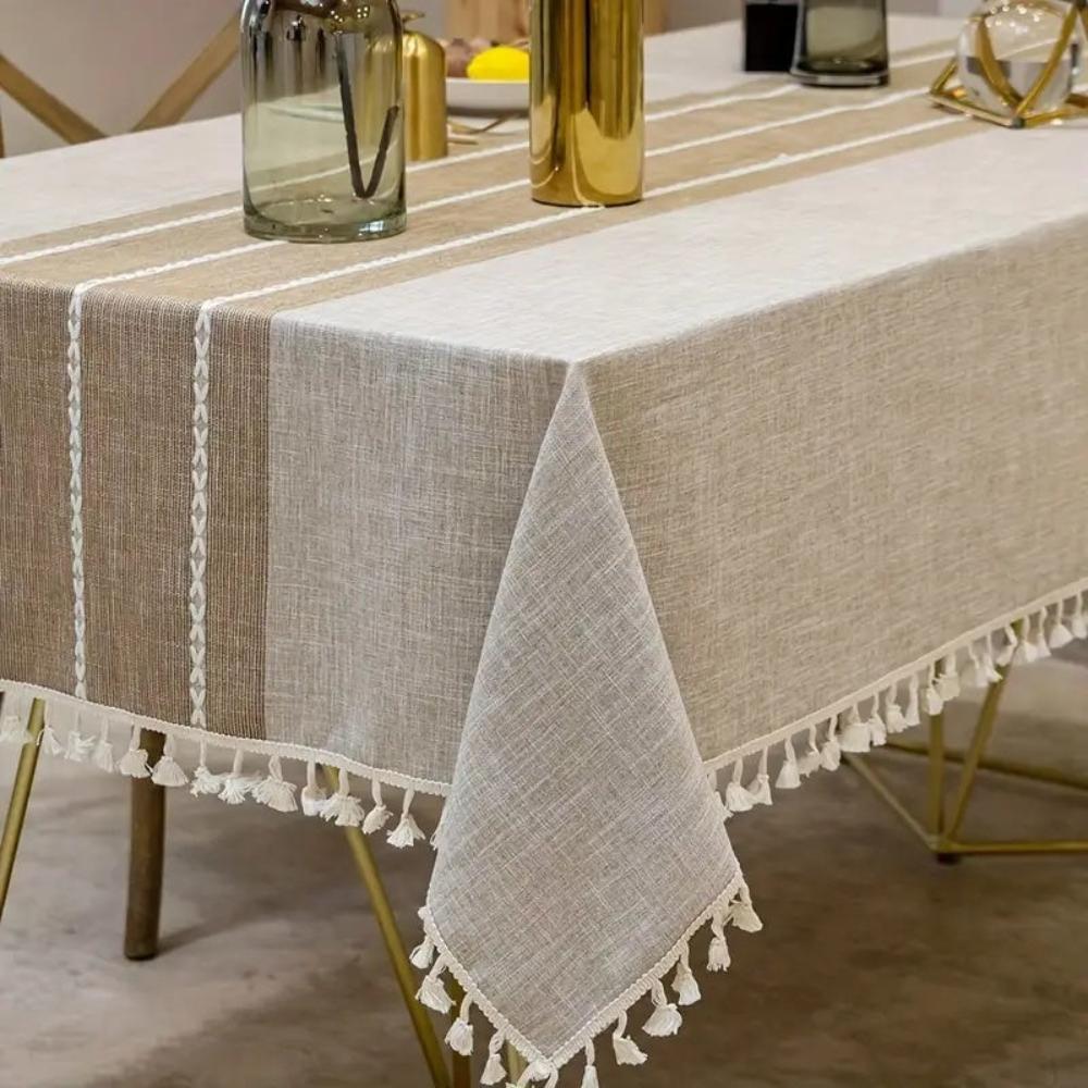 Linnen Tafelkleed met Stijlvol Geometrisch Design