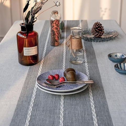 Linnen Tafelkleed met Stijlvol Geometrisch Design