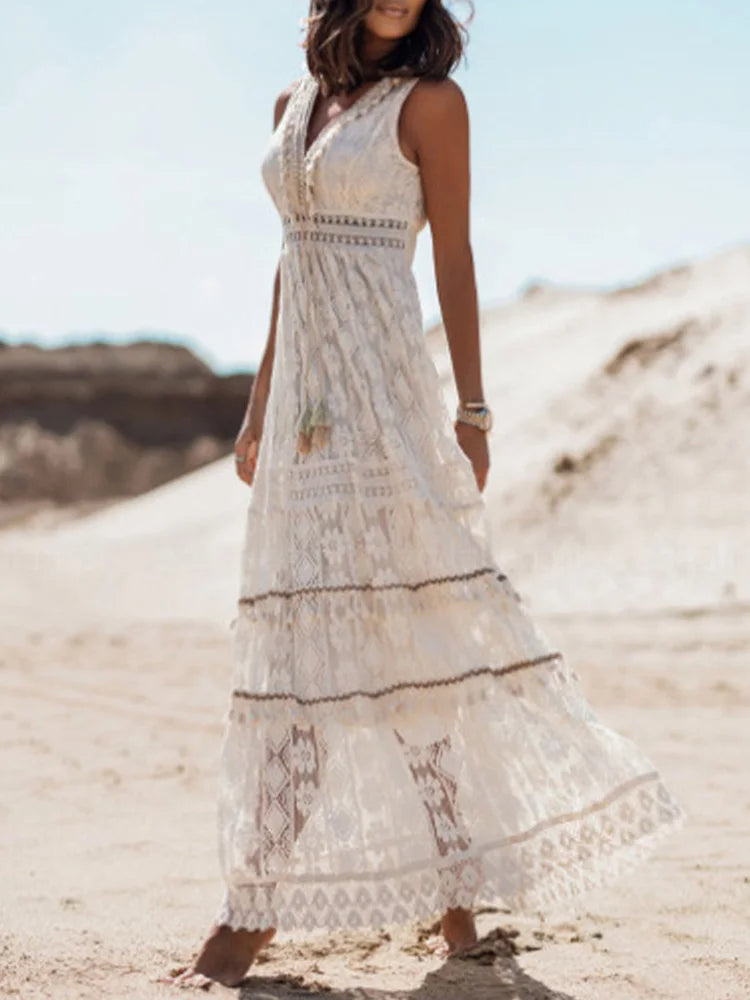 Liora Bohemian Maxi Jurk met Kant