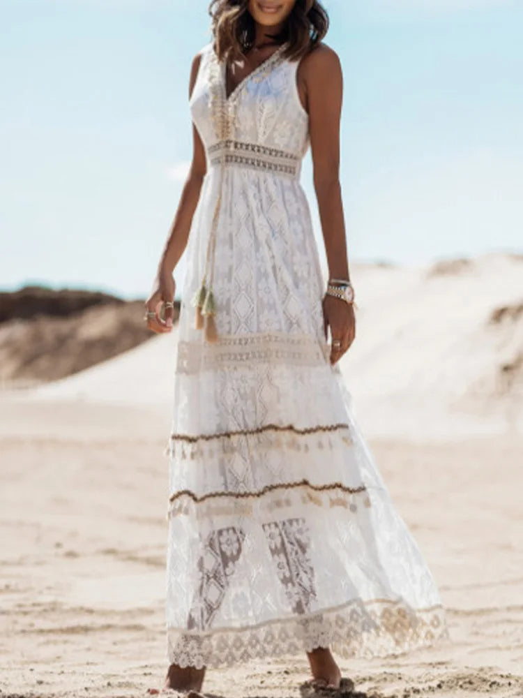 Liora Bohemian Maxi Jurk met Kant