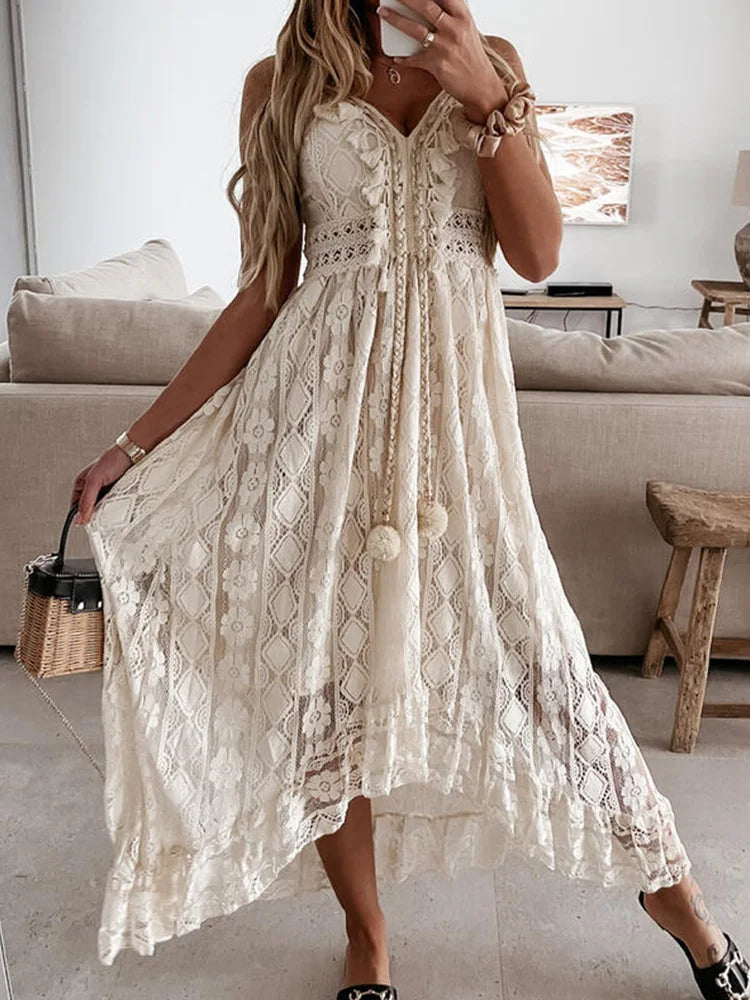 Liora Bohemian Maxi Jurk met Kant