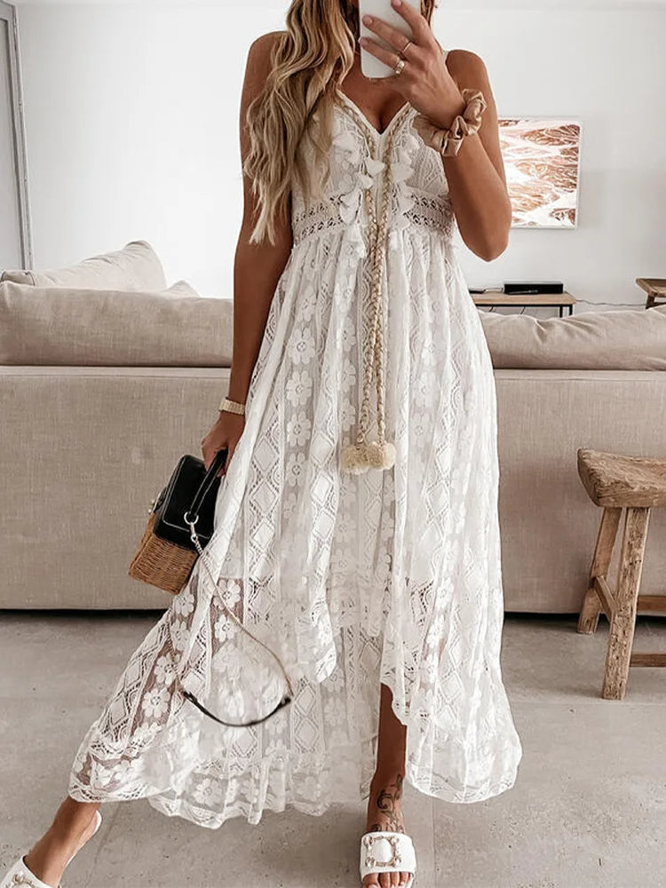 Liora Bohemian Maxi Jurk met Kant