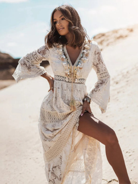 Liora Bohemian Maxi Jurk met Kant