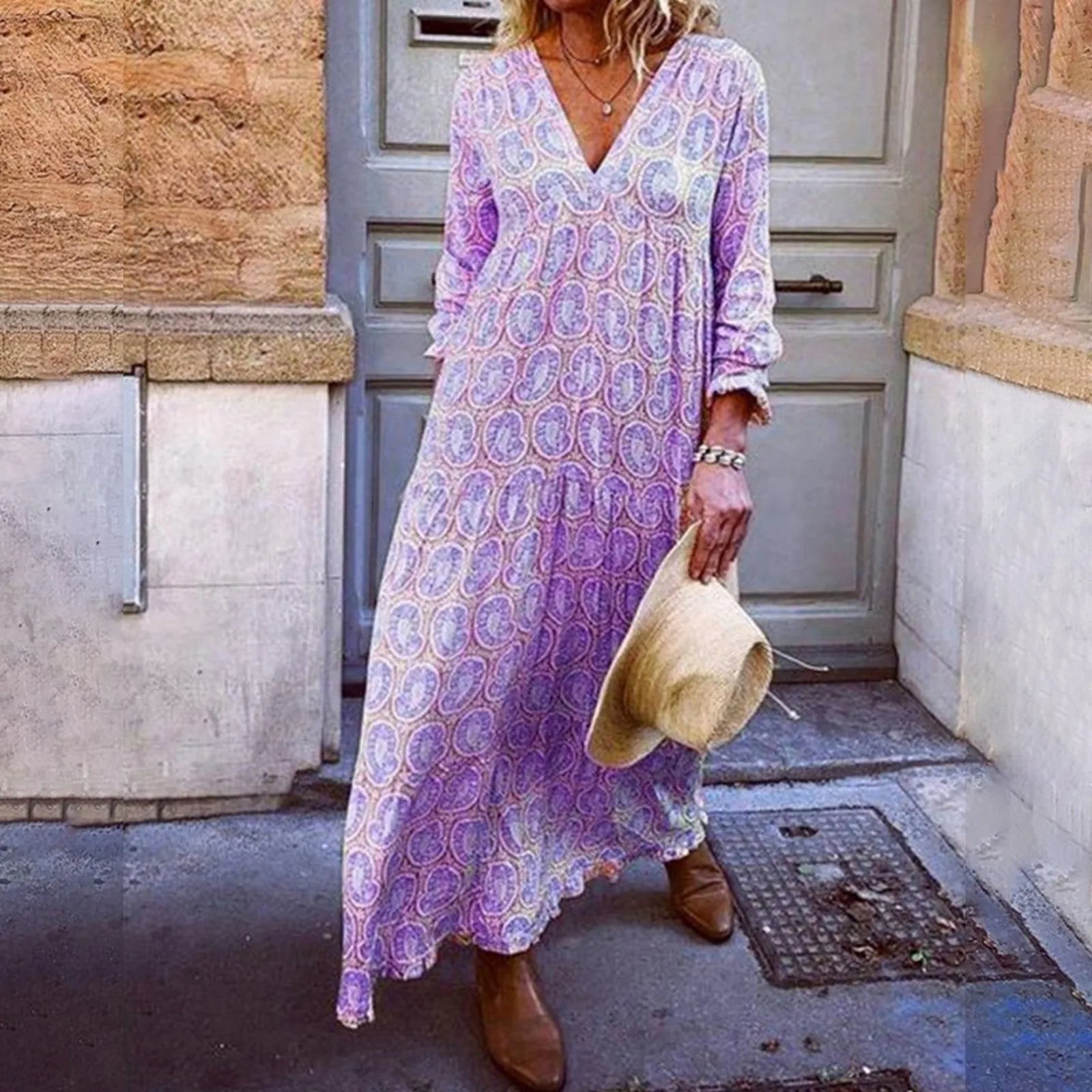 Liora Maxi Zomerjurk Geometrische Print Boho