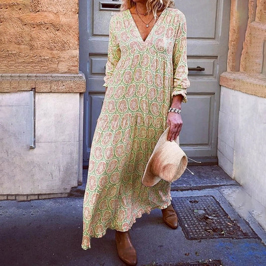 Liora Maxi Zomerjurk Geometrische Print Boho