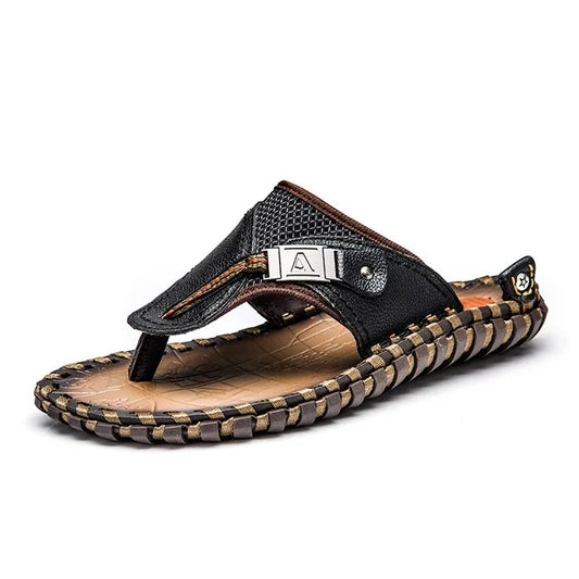 Luxe Leren Teenslippers Voor Heren