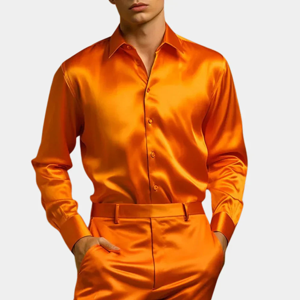 Luxe Satijnen Slim Fit Overhemd Heren