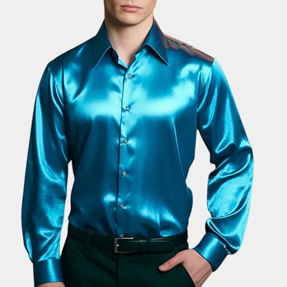 Luxe Satijnen Slim Fit Overhemd Heren