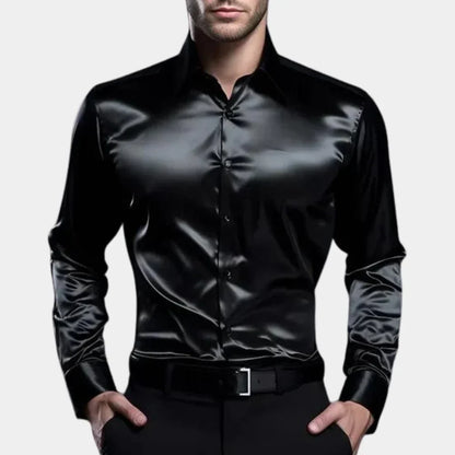 Luxe Satijnen Slim Fit Overhemd Heren