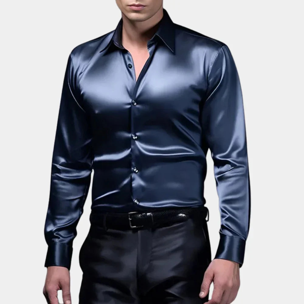 Luxe Satijnen Slim Fit Overhemd Heren