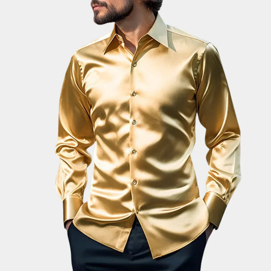 Luxe Satijnen Slim Fit Overhemd Heren