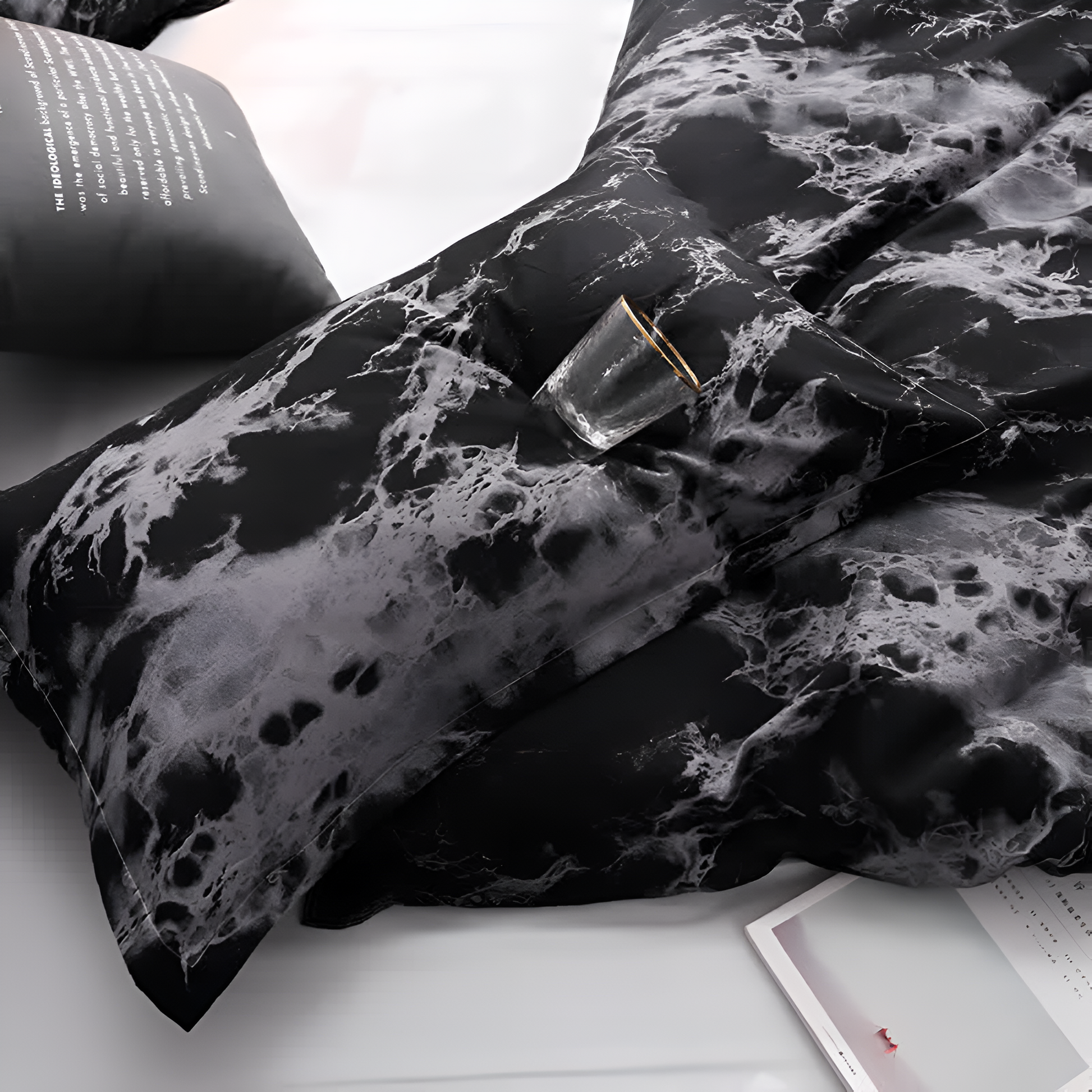Luxe Zwart Marmer Dekbedovertrekset