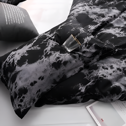 Luxe Zwart Marmer Dekbedovertrekset