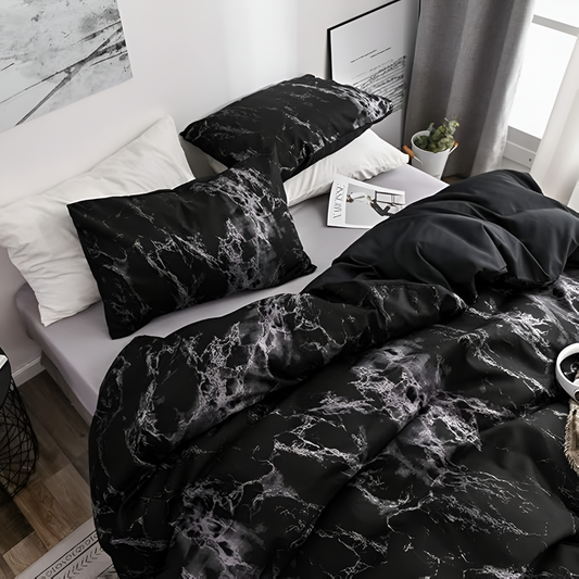 Luxe Zwart Marmer Dekbedovertrekset