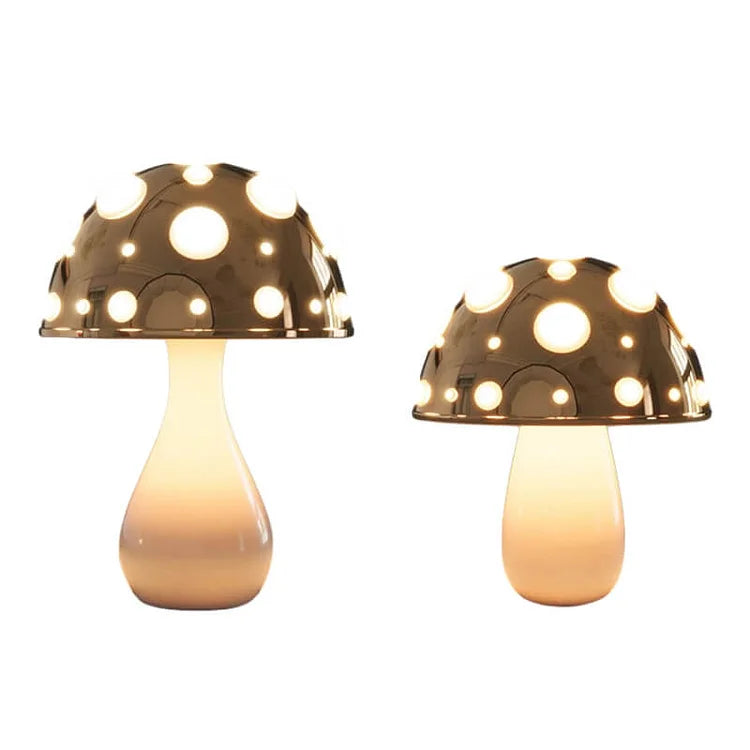 Magische Paddenstoel Sfeerlamp met Houten Voet