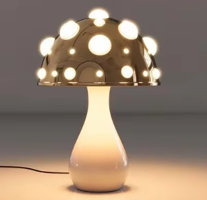 Magische Paddenstoel Sfeerlamp met Houten Voet