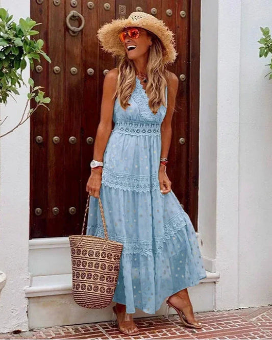 Maxi Jurk met Print en V-Hals