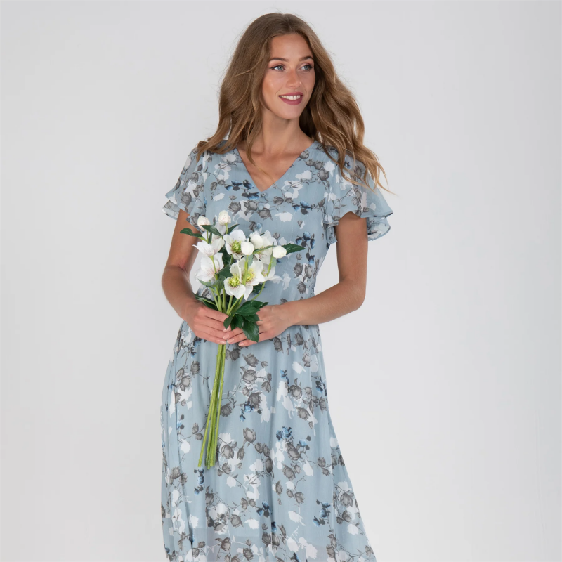Maxi-jurk met Vlindermouwen en Bloemenprint