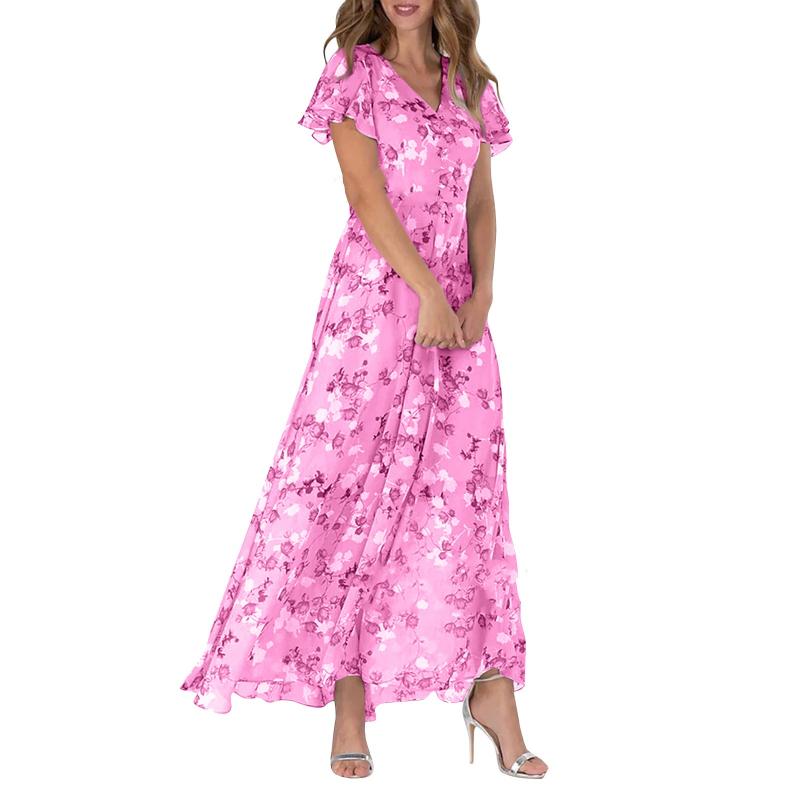 Maxi-jurk met Vlindermouwen en Bloemenprint