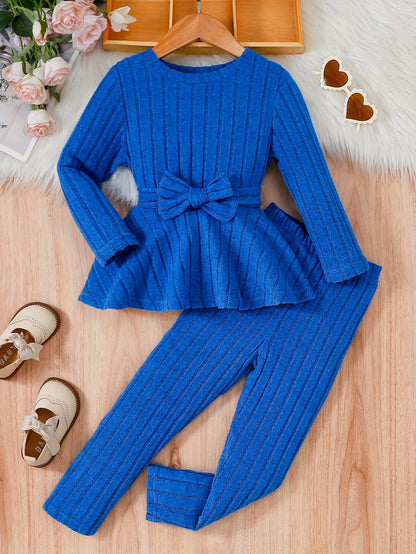 Meisjes 2-delige outfit met strik en broek