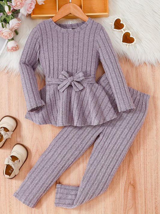 Meisjes 2-delige outfit met strik en broek