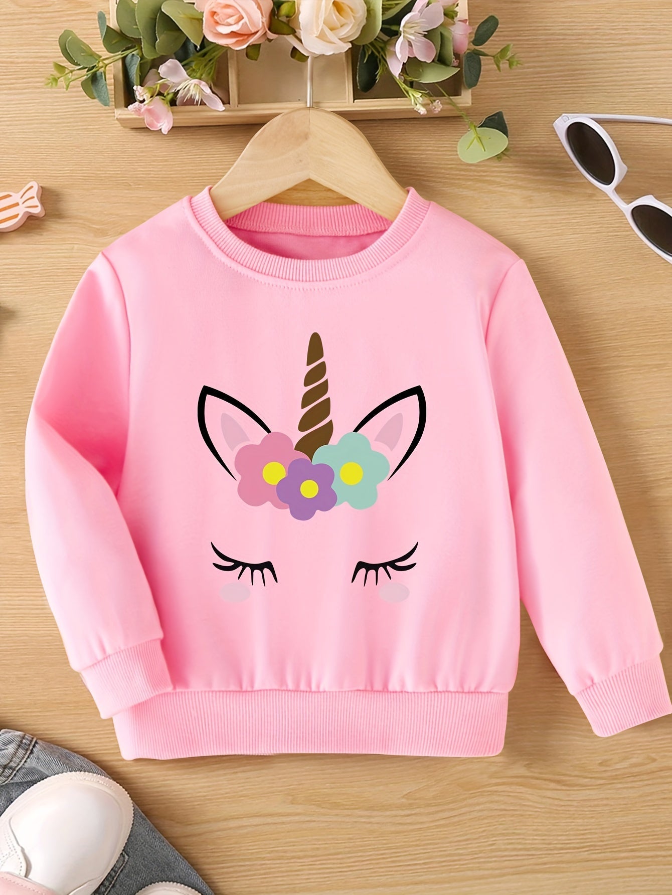 Meisjes Eenhoornprint Sweatshirt met Ronde Hals
