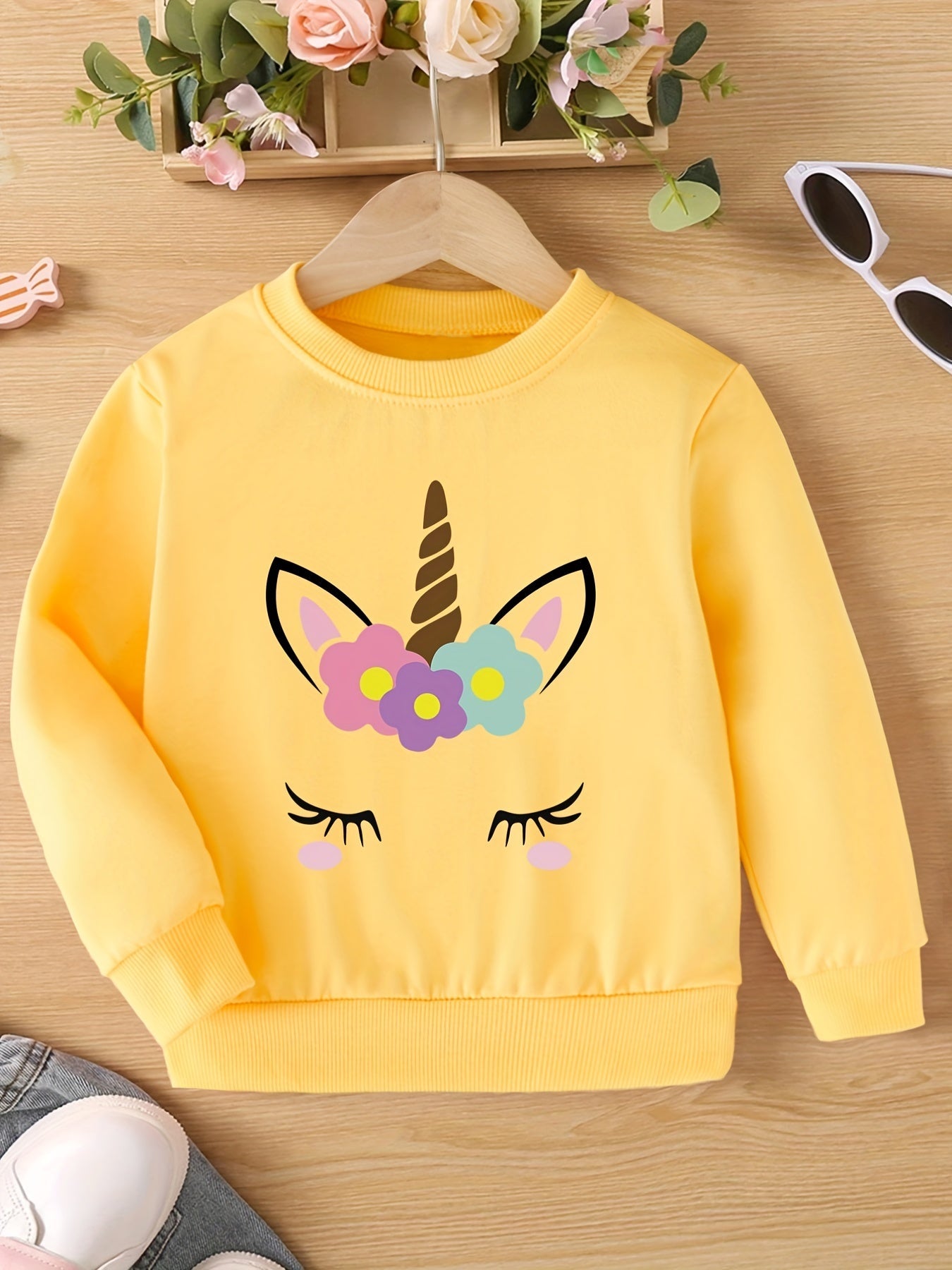 Meisjes Eenhoornprint Sweatshirt met Ronde Hals