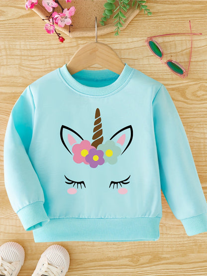 Meisjes Eenhoornprint Sweatshirt met Ronde Hals