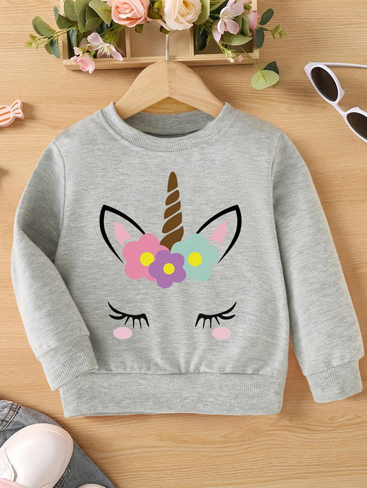 Meisjes Eenhoornprint Sweatshirt met Ronde Hals