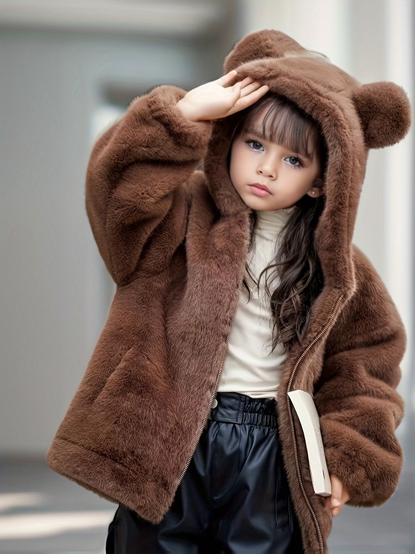 Meisjes Fleece Jas met Capuchon Oortjes