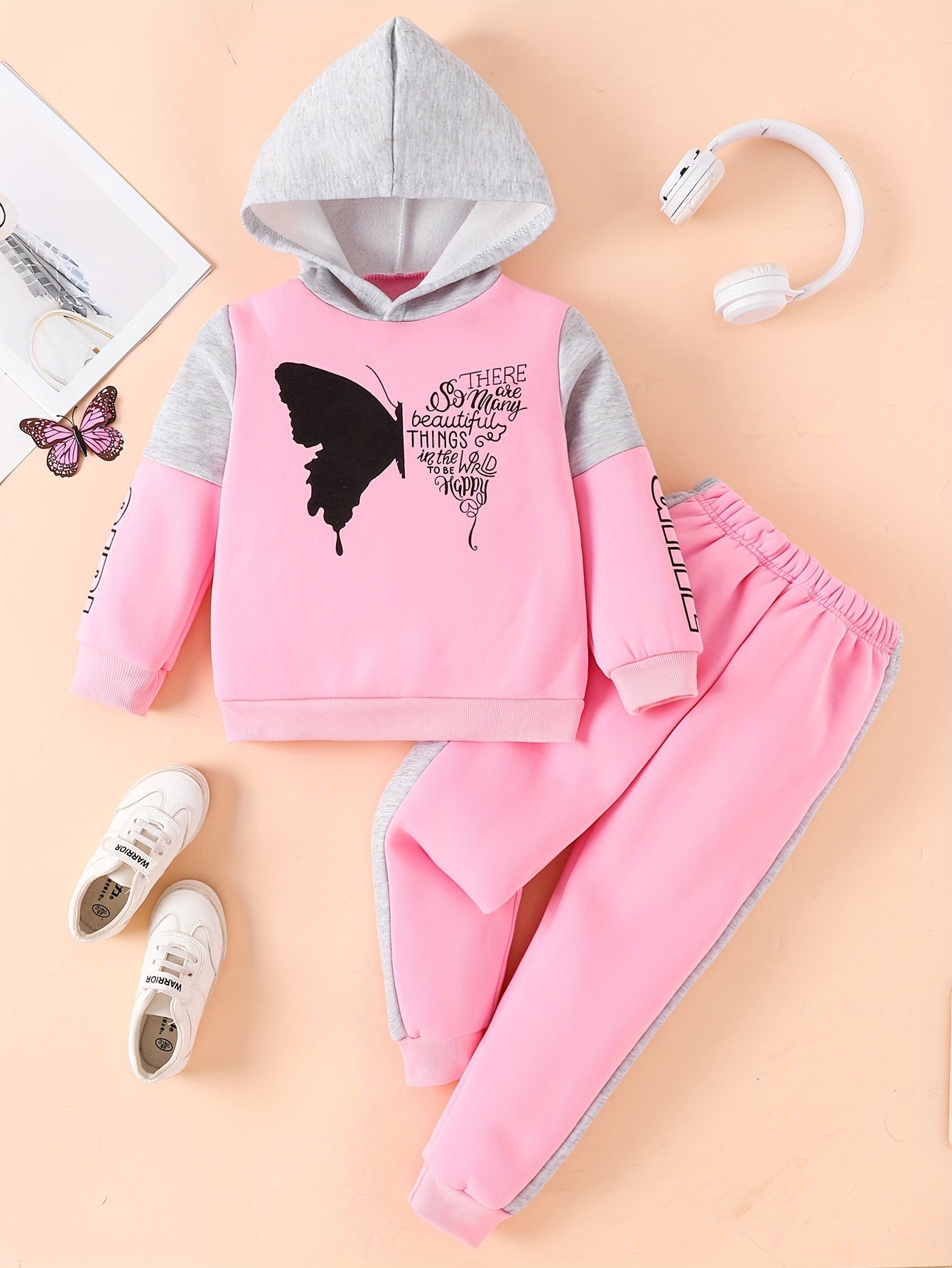 Meisjes Fleece Set met Vlinderprint
