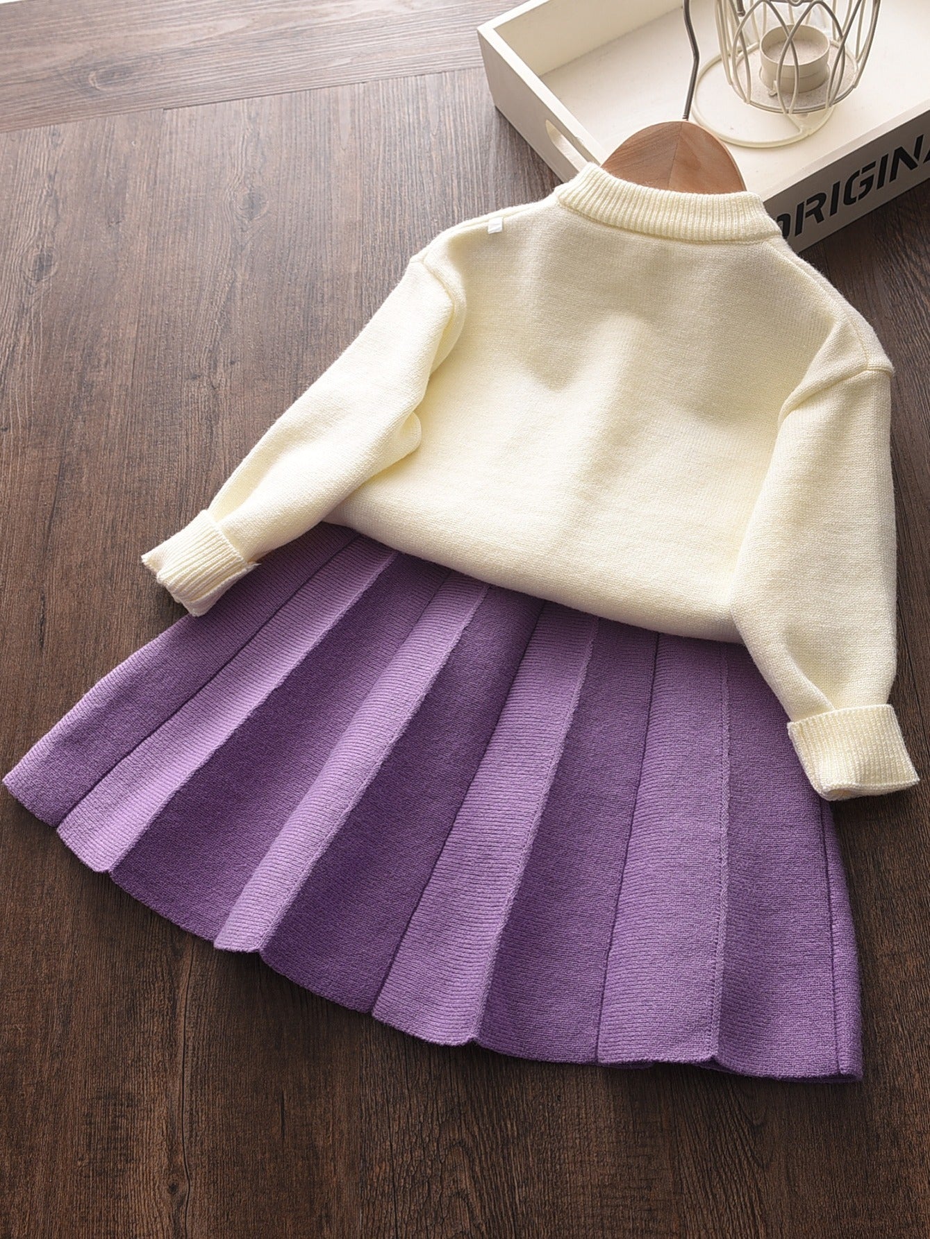 Meisjes Gebreid Vest en Plooirok Set Roxanne