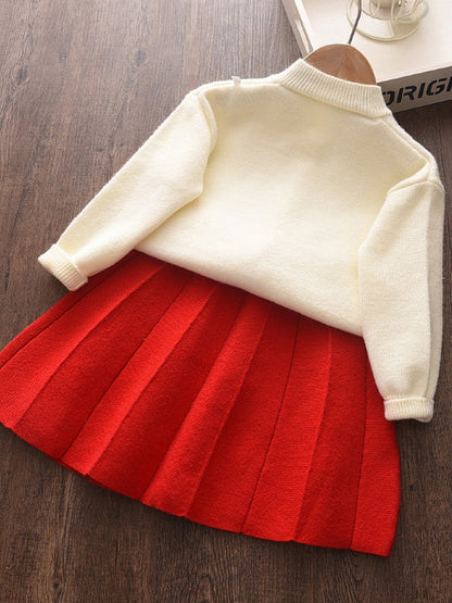 Meisjes Gebreid Vest en Plooirok Set Roxanne